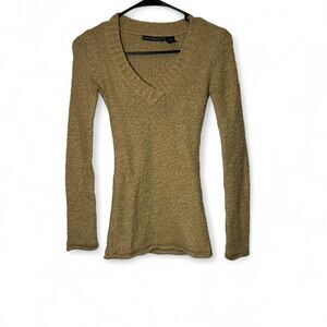 Womens Small Tan Long Sleeve Sweater Neutral Cozy Boho Earthy Minimalist Basic